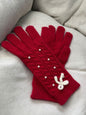 Thermal Pearl Detail Bow Five-Finger Gloves