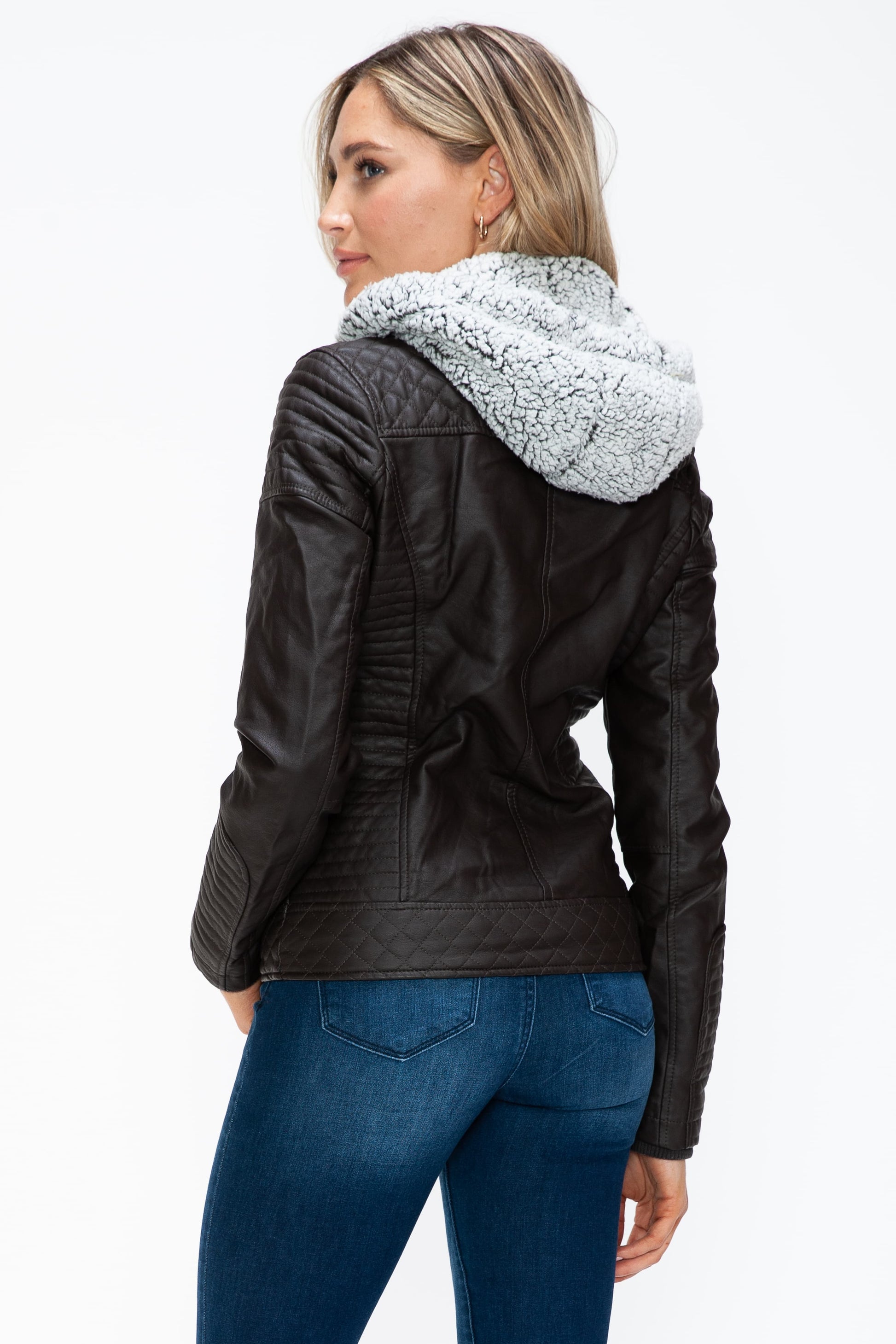 Double-Zipper Jacket with Fuzzy Hood