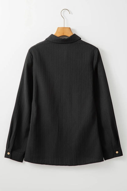 Textured Collared Neck Long Sleeve Shirt