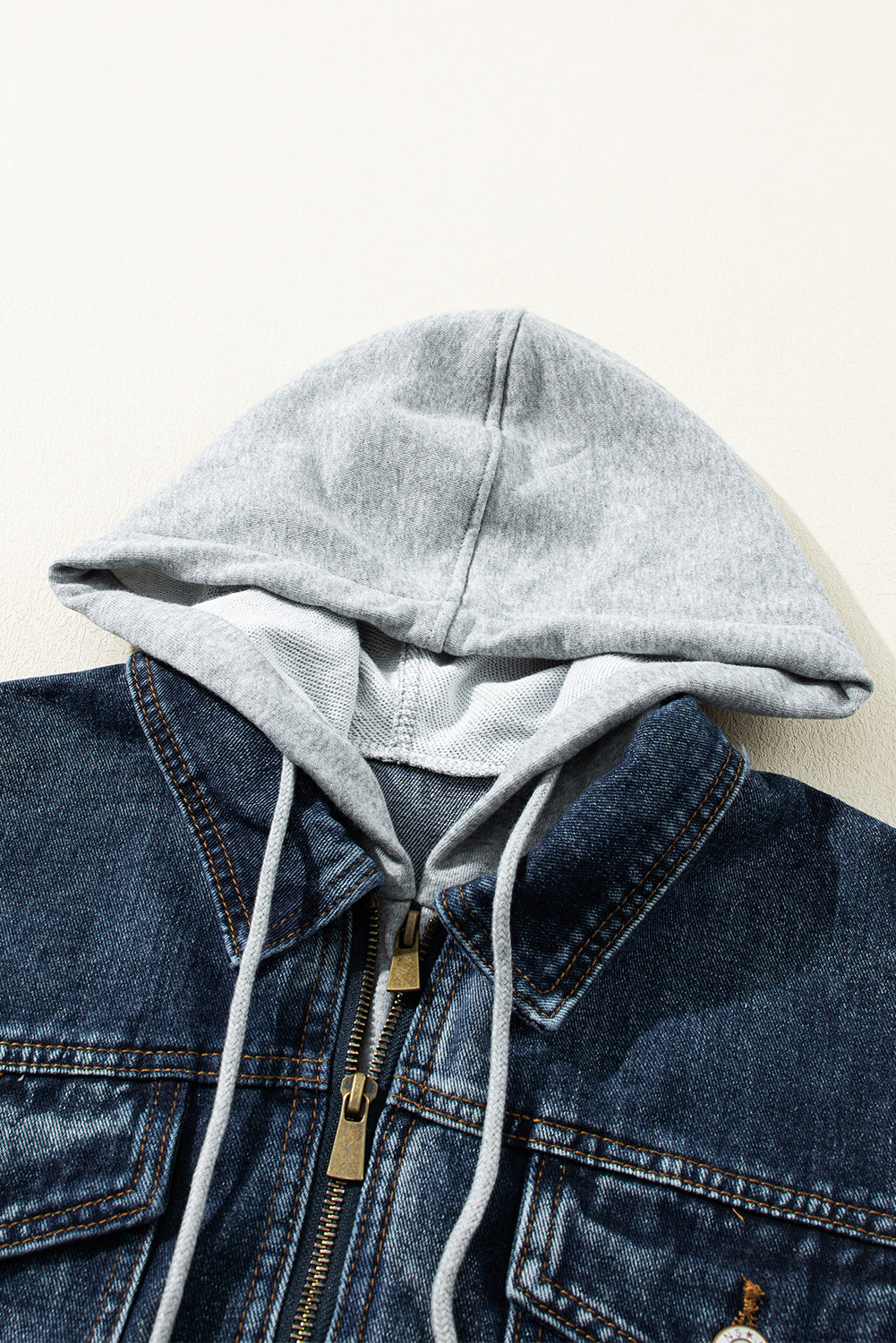 Hooded Zip-Up Denim Jacket 