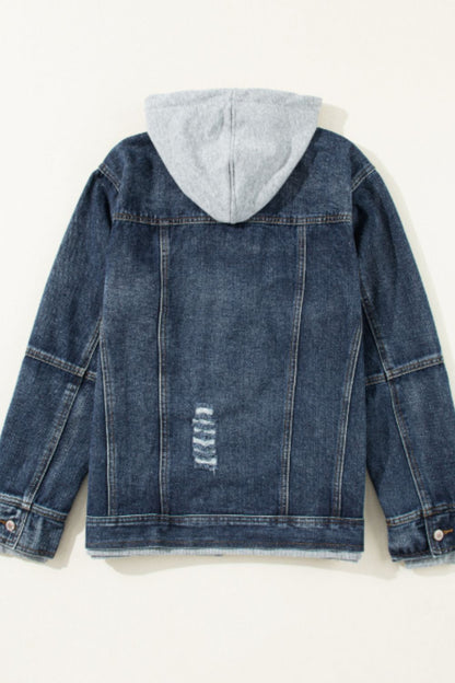 Hooded Zip-Up Denim Jacket 