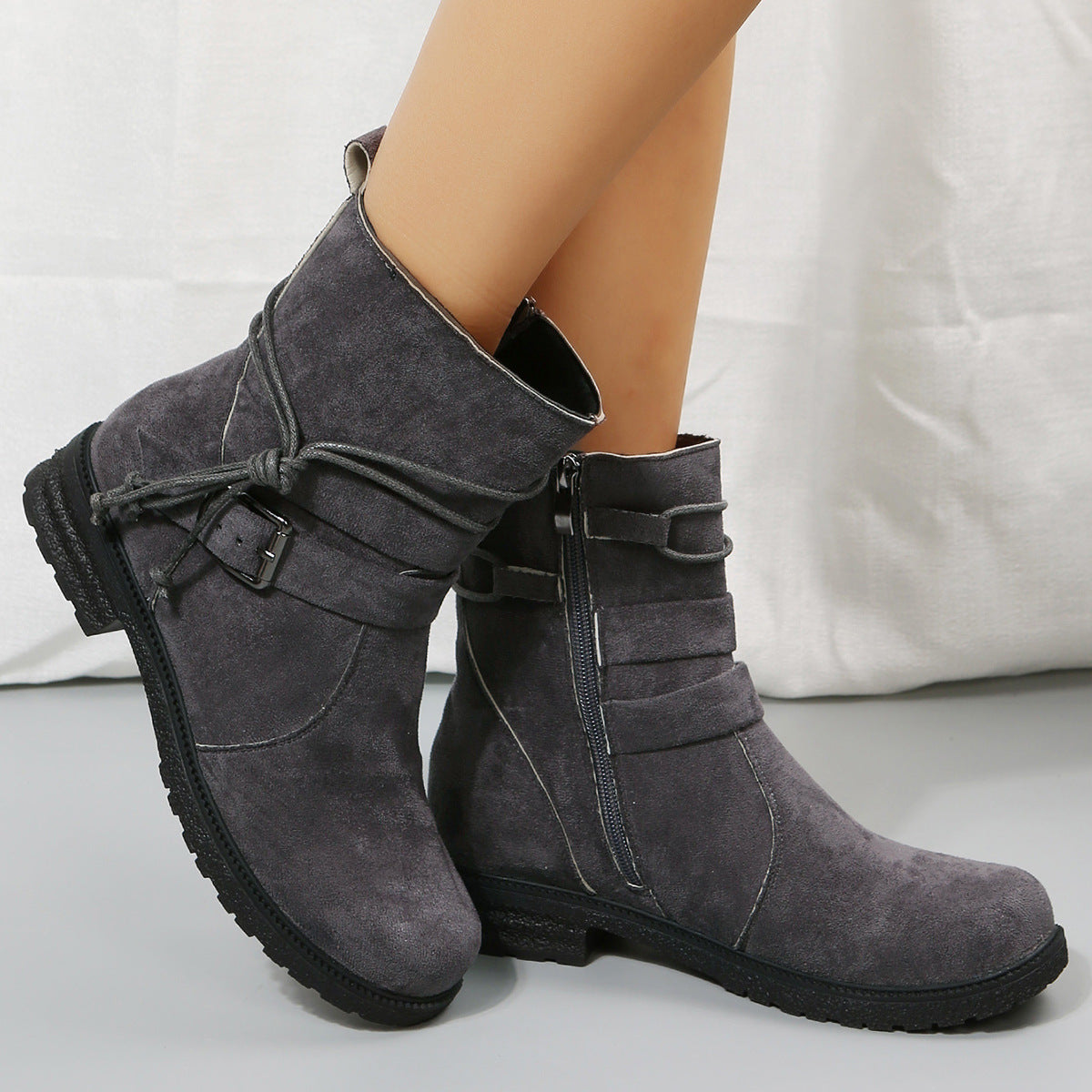 Zip Round Toe Boots