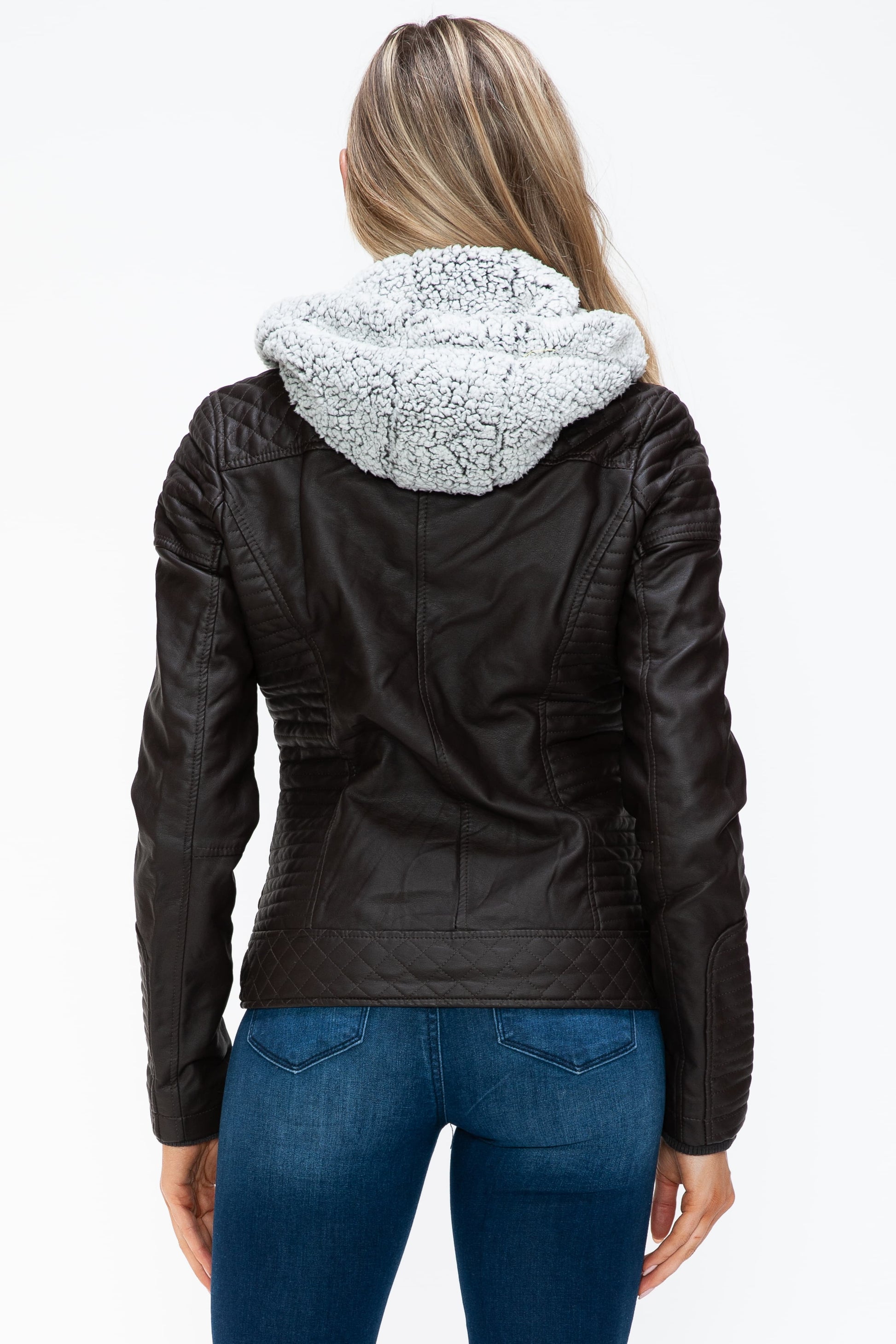 Double-Zipper Jacket with Fuzzy Hood
